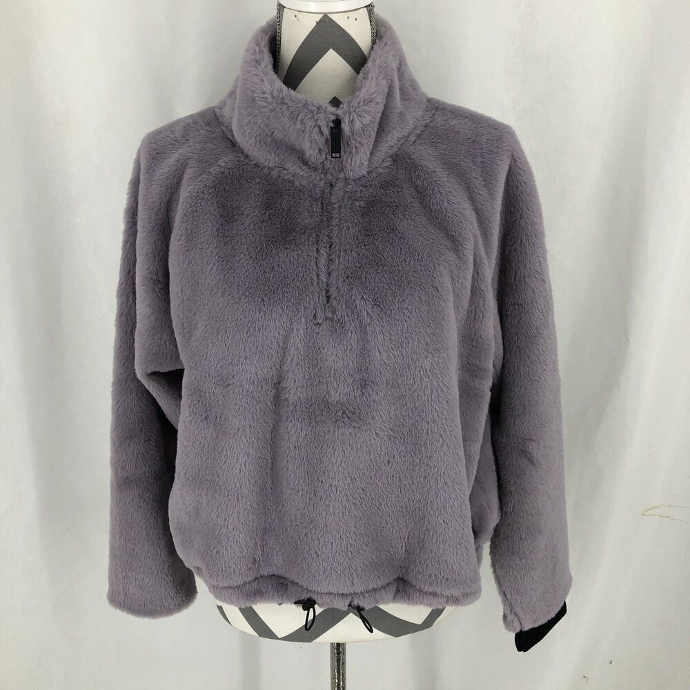 Calvin Klein Performance Purple Fuzzy 1/4 Zip Crop Pullover Jacket XL